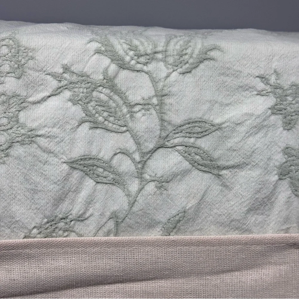 3pc Nicole Miller Artelier Lt Sage Queen Duvet Cover Sham Set Matelasse Cotton
